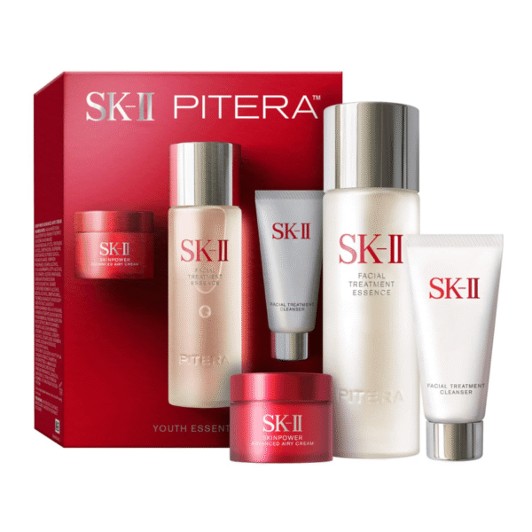 SK-II 青春必需品護膚套裝 - 包括潔面乳、臉部精華液和乳霜 SKINPOWER - 抗衰老護膚套裝，可減少細紋和細紋